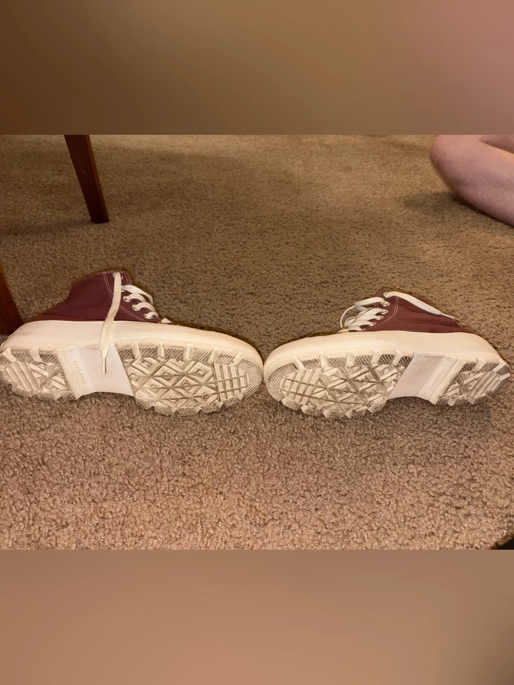 High-Top Converse Sneakers in Burgundy with White Soles - Picture 6 of 6